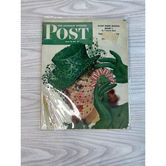 VTG Saturday Evening Post Magazine March 20 1943 Shamrock Chapeau Charles Kaiser - Picture 1 of 6